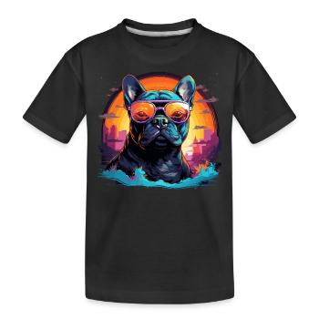 Synthwave des années 80 90 Bouledogue Français - T-shirt bio Premium Enfant - noir - Devant