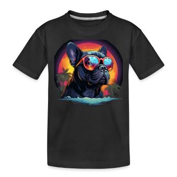 Synthwave des années 80 90 Bouledogue Français - T-shirt bio Premium Enfant - noir - Devant