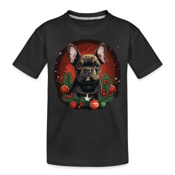 Bouledogue français de Noël - T-shirt bio Premium Enfant - noir - Devant