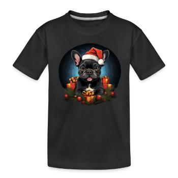 Bouledogue français de Noël - T-shirt bio Premium Enfant - noir - Devant