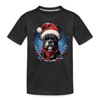 Bouledogue français de Noël - T-shirt bio Premium Enfant - noir - Devant