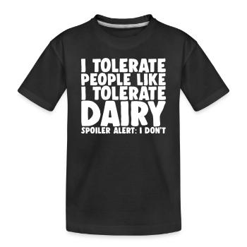 Lustige Laktoseintoleranz Ich vertrage vegane Milchprodukte - Kinder Premium Bio T-Shirt - Schwarz - Vorne