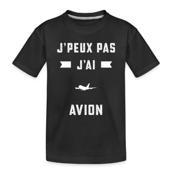 je peux pas j'ai avion pilote cadeau - T-shirt bio Premium Enfant - noir - Devant