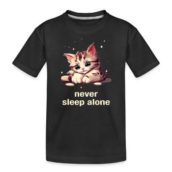 Ne jamais dormir seul Chaton mignon - T-shirt bio Premium Enfant - noir - Devant