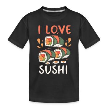 Sushi Leidenschaft - Liebe, Leben, Sushi - Kinder Premium Bio T-Shirt - Schwarz - Vorne