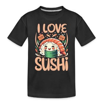 Süße Sushi Freude - Für Sushi-Liebhaber mit Herz - Kinder Premium Bio T-Shirt - Schwarz - Vorne