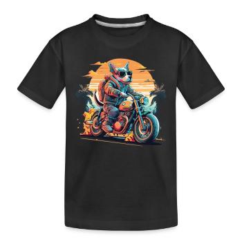 Ride Together - Motorradfahren mit Hundeliebe - Kinder Premium Bio T-Shirt - Schwarz - Vorne