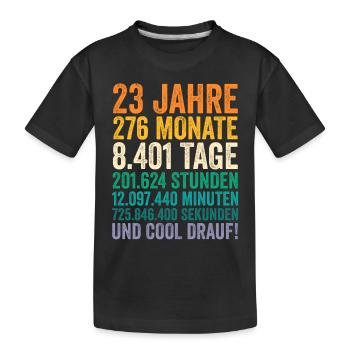 23 Jahre Dreiundzwanzigster Geburtstag - Kinder Premium Bio T-Shirt - Schwarz - Vorne