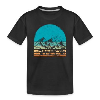 Montagnes, Faune, Arbres, Plein air, Nature, Rétro, Forêt - T-shirt bio Premium Enfant - noir - Devant