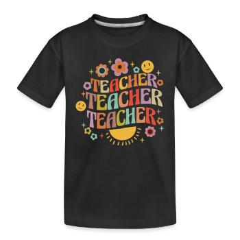 Lustige Hippie-Lehrer Zurück Zu Schule Lehrer Tag - Kinder Premium Bio T-Shirt - Schwarz - Vorne