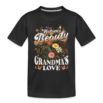 Grand-mère Fleur Sauvage Floral Nature Amour - T-shirt bio Premium Enfant - noir - Devant