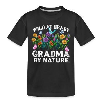 Grand-mère Fleur Sauvage Floral Nature Amour - T-shirt bio Premium Enfant - noir - Devant