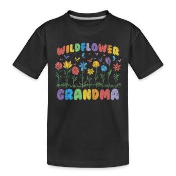 Grand-mère Fleur Sauvage Floral Nature Amour - T-shirt bio Premium Enfant - noir - Devant