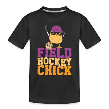 Hockey sur gazon Poulet Hockey sur gazon - T-shirt bio Premium Enfant - noir - Devant