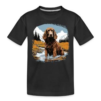 Chien Épagneul d’eau américain - T-shirt bio Premium Enfant - noir - Devant