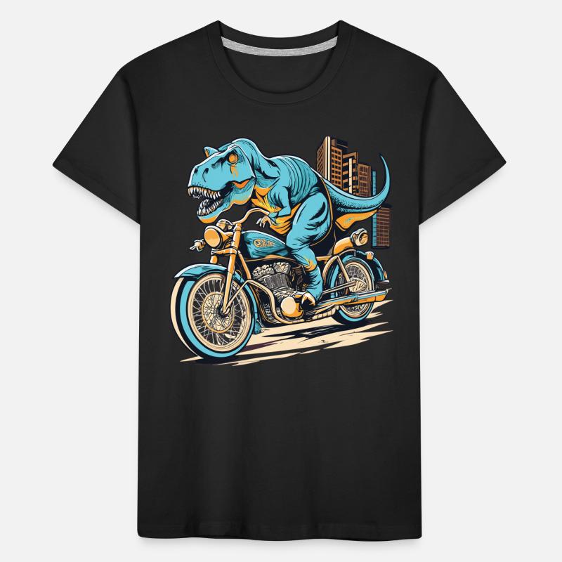 TRex rides a motorcycle Kids' Premium Organic T-Shirt