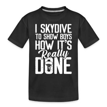Skydiving - Kids' Premium Organic T-Shirt - black - Front