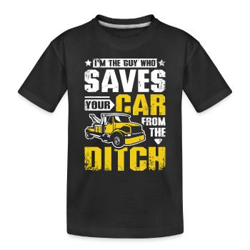 Sauve votre voiture de la dépanneuse de fossé - T-shirt bio Premium Enfant - noir - Devant