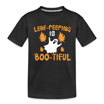 Leaf Peeping Halloween Costume - Kids' Premium Organic T-Shirt - black - Front