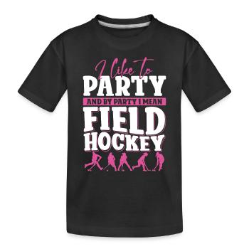Hockey sur gazon J’aime faire la fête et - T-shirt bio Premium Enfant - noir - Devant