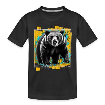 Bear - Kids' Premium Organic T-Shirt - black - Front