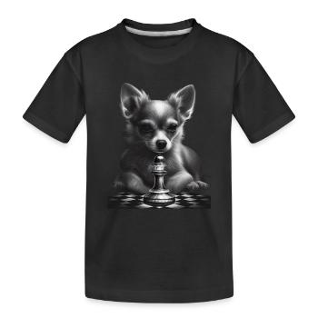 Chihuahua | Schach | Schachspieler Brett Königin - Kinder Premium Bio T-Shirt - Schwarz - Vorne
