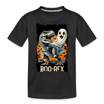 Halloween Dinosaur Dino T-Rex Boo - Kids' Premium Organic T-Shirt - black - Front
