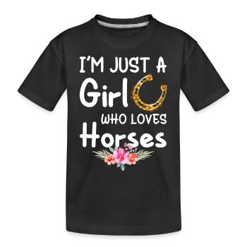 Propriétaire de cheval Cavalier Équitation Fille - T-shirt bio Premium Enfant - noir - Devant