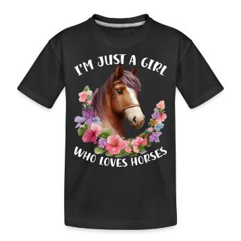 Propriétaire de cheval Cavalier Équitation Fille - T-shirt bio Premium Enfant - noir - Devant