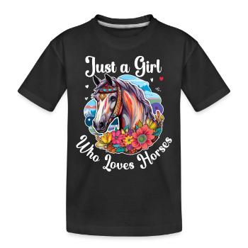Propriétaire de cheval Cavalier Équitation Fille - T-shirt bio Premium Enfant - noir - Devant
