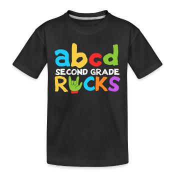 ABCD Zweite Klasse rockt den 100. Schultag Zweiter - Kinder Premium Bio T-Shirt - Schwarz - Vorne