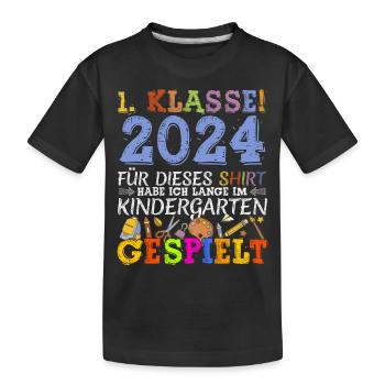 Erstklässler lange im Kindergarten 2024 Geschenk - Kinder Premium Bio T-Shirt - Schwarz - Vorne