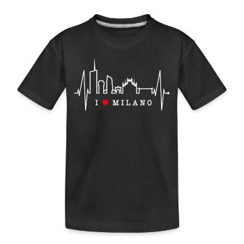 Milan Skyline Italy Heartbeat Fan Love Milano - Kids' Premium Organic T-Shirt - black - Front