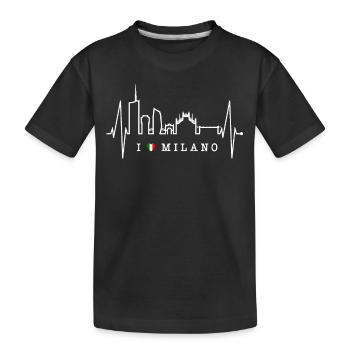 Milan Skyline Italy Heartbeat Fan Love Milano - Kids' Premium Organic T-Shirt - black - Front