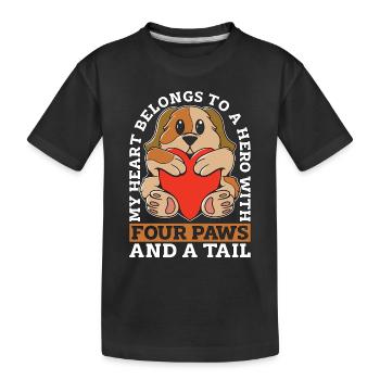 Dresseur de chiens d’assistance Mon cœur appartient au propriétaire de chien - T-shirt bio Premium Enfant - noir - Devant