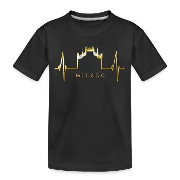 Milan Skyline Italy Heartbeat Fan Love Milano - Kids' Premium Organic T-Shirt - black - Front