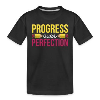 Le progrès au lieu de la perfection Motiver l’enseignant - T-shirt bio Premium Enfant - noir - Devant