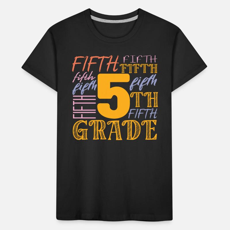 5e année Cinquième équipe de typographie Enseignant 100e T-shirt bio Premium Enfant