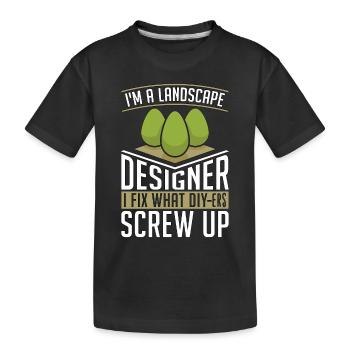 Paysagiste Je suis paysagiste Je répare jardinier - T-shirt bio Premium Enfant - noir - Devant