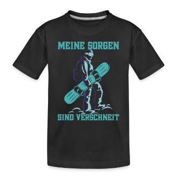 Skipiste Wintersportler Berge Snowboardfahrer - Kinder Premium Bio T-Shirt - Schwarz - Vorne