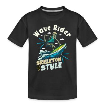 Drôle de surfeur, la plage de squelette Stoke Surf - T-shirt bio Premium Enfant - noir - Devant