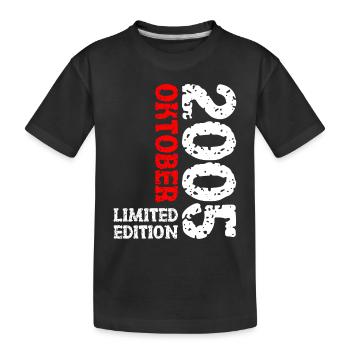 2005 Oktober Limited Edition 18. Geburtstag Deko - Kinder Premium Bio T-Shirt - Schwarz - Vorne