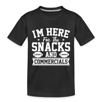 I'm here for the snacks and commercials - Kids' Premium Organic T-Shirt - black - Front
