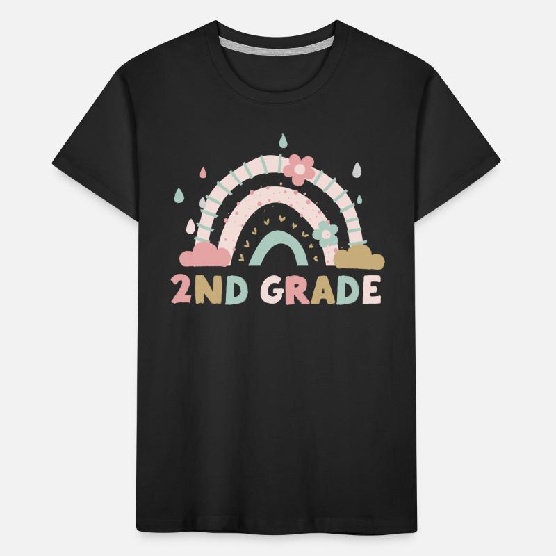 Second Grade 2nd Rainbow Teacher Student 100th Kids' Premium Organic T-Shirt