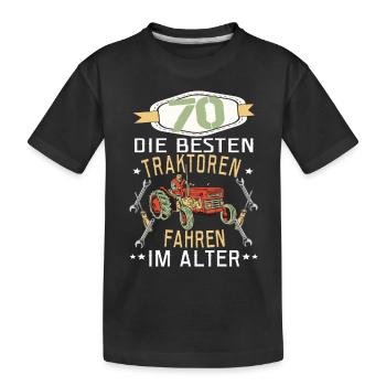 70 Geburtstag Traktor Treker Bauer Trecker Rentner - Kinder Premium Bio T-Shirt - Schwarz - Vorne