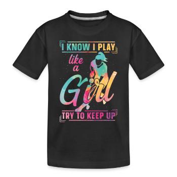 Field Hockey Watercolor I Know I - Kinder Premium Bio T-Shirt - Schwarz - Vorne