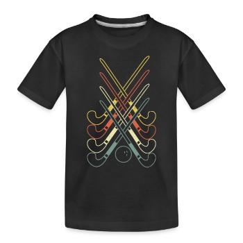 Field Hockey Retro Hockey Sticks - Kids' Premium Organic T-Shirt - black - Front