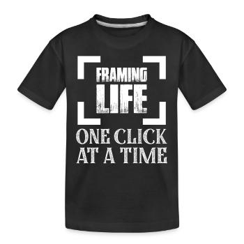 Framing Life One Click At A Time Camera Photograph - Kids' Premium Organic T-Shirt - black - Front