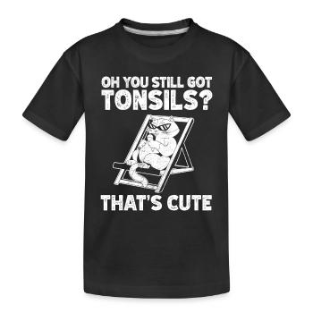 Tonsillektomie Genesung Mandelentfernung - Kinder Premium Bio T-Shirt - Schwarz - Vorne