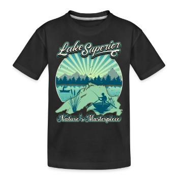 Lac Supérieur pêcheur, pêche rétro Vintage dicton - T-shirt bio Premium Enfant - noir - Devant